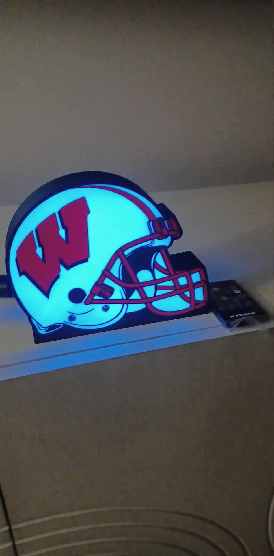 Wisconsin Badger Helmet LED light box – custom 3D printed – Lit Layer Creations